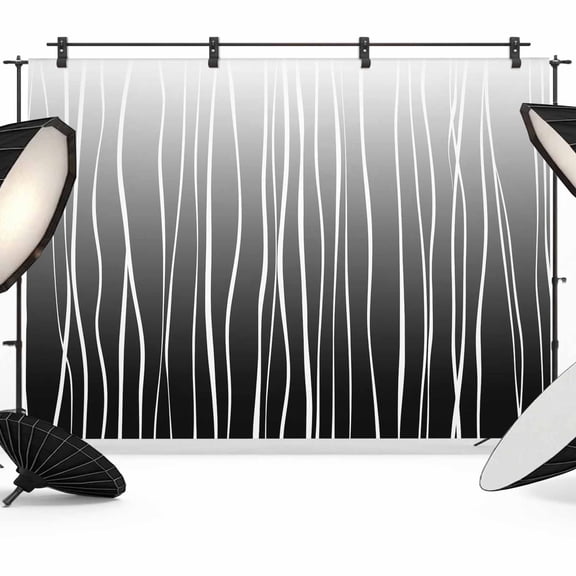 Black White Backdrop for Photography,Fabric Photo Background Backdrop,Ombre Gradient Striped Minimalist Texture Photo Booth Background for Portrait Photoshoot Video Wedding Decoration Banner 10x8ft
