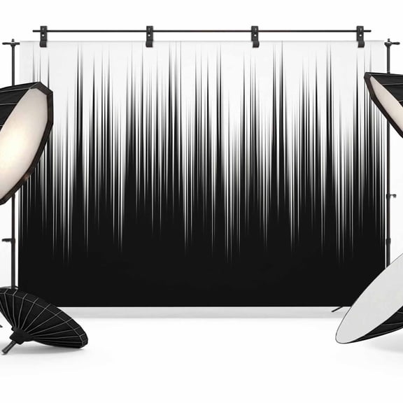 Black White Backdrop for Photoshoot,Photography Photo Studio Background Wall Backdrop,Modern Geometric Abstract Gradient Striped Back Drop Banner Panel for Portraits Wedding Live Streaming 7x5Ft