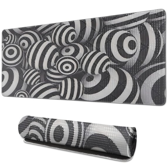 Black and White BallLine Theme pad Mousewaterproofnon Slip for Office Home Work Gaminggaming Mouse PadRubber Base Mousepad with Stitched Edges 31.5x11.8inches