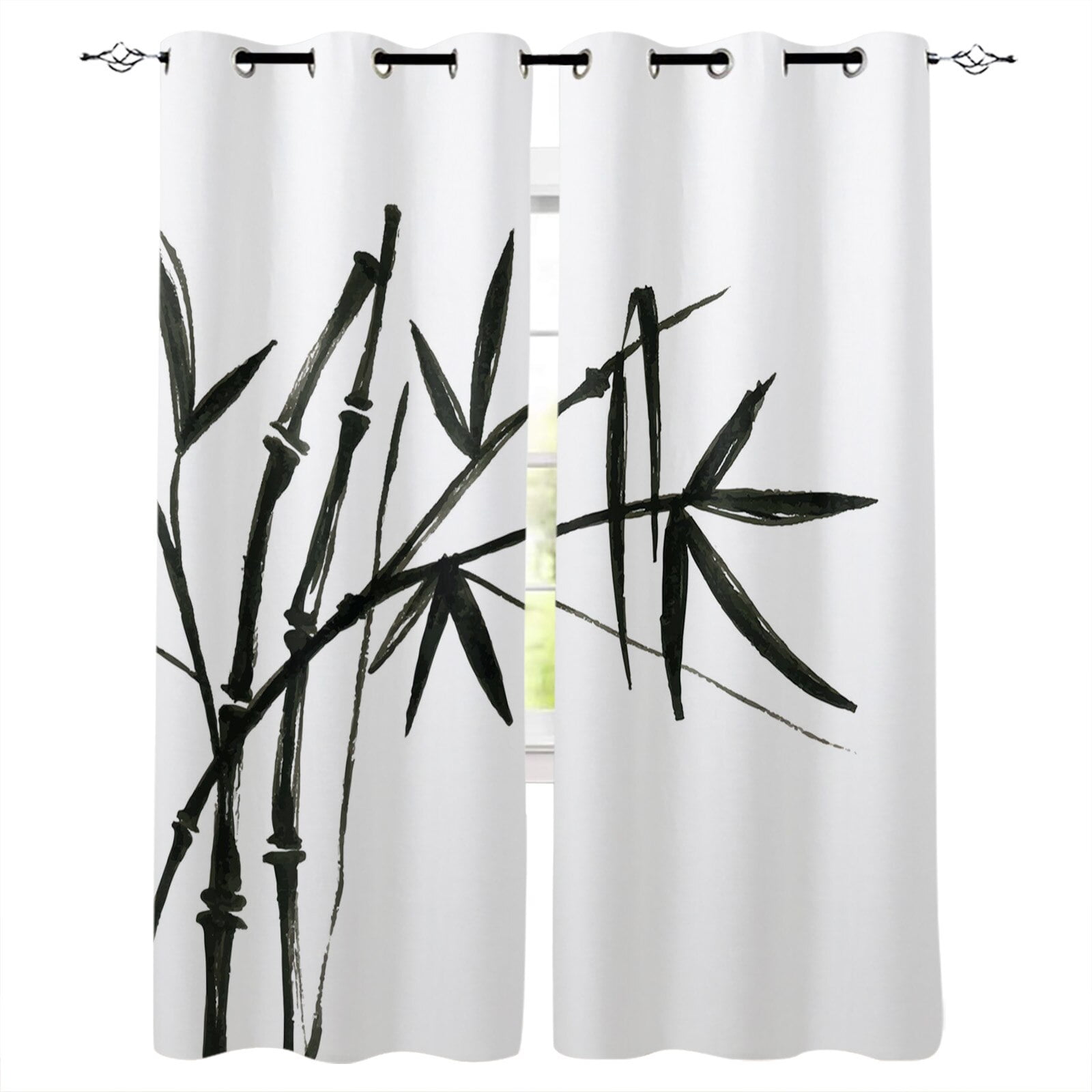 Black White Bamboo Chinese Style Curtain For Kitchen Living Room ...