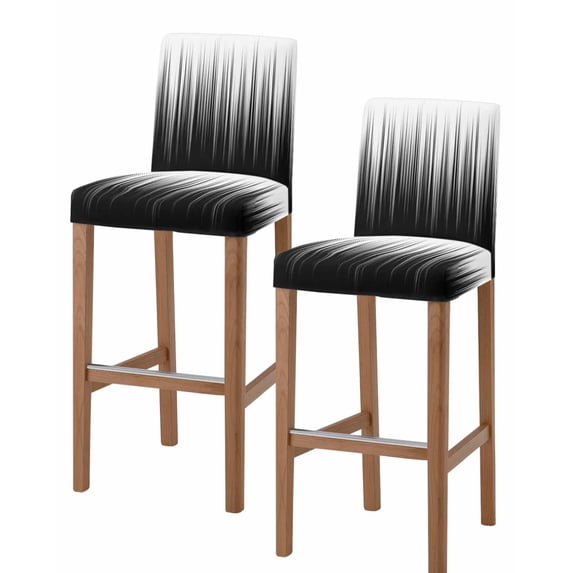 Black White Bar Stool Covers Set of 2, Modern Geometric Abstract Gradient Striped Stretch Washable Bar Chair Covers with Backs, Removable Pub Counter Height Chair Cover for Kitchen Dining Room Cafe