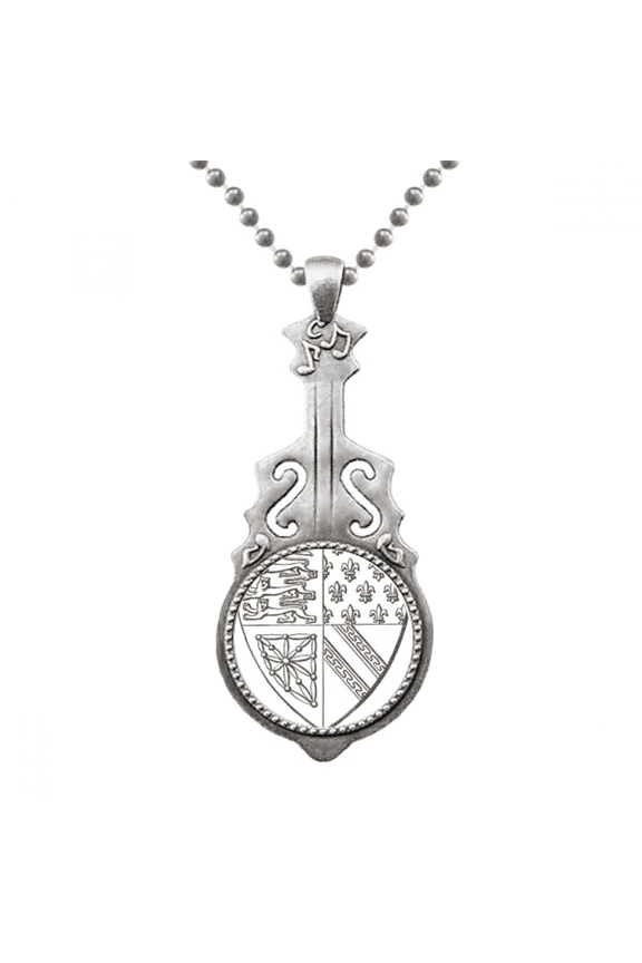 Black White Baroque Art Lion Shield Pattern Pendant Jewelry Music Guitar Torque Hangtag