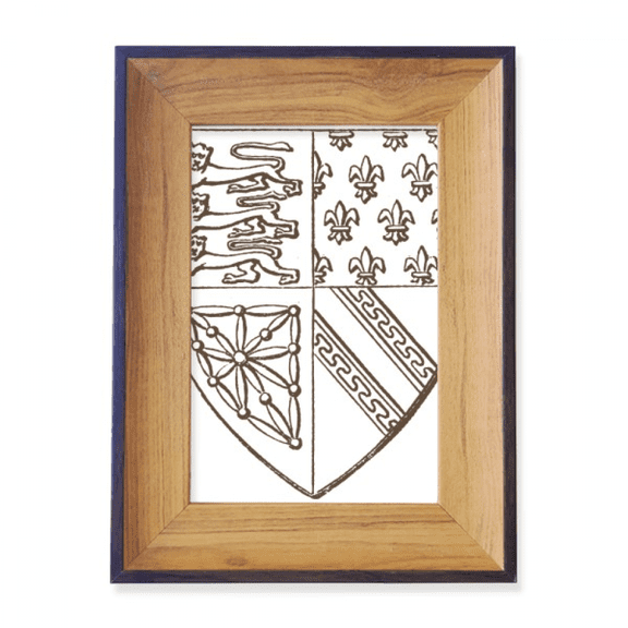 Black White Baroque Art Lion Shield Pattern Photo Frame Exhibition Display Art Desktop Painting