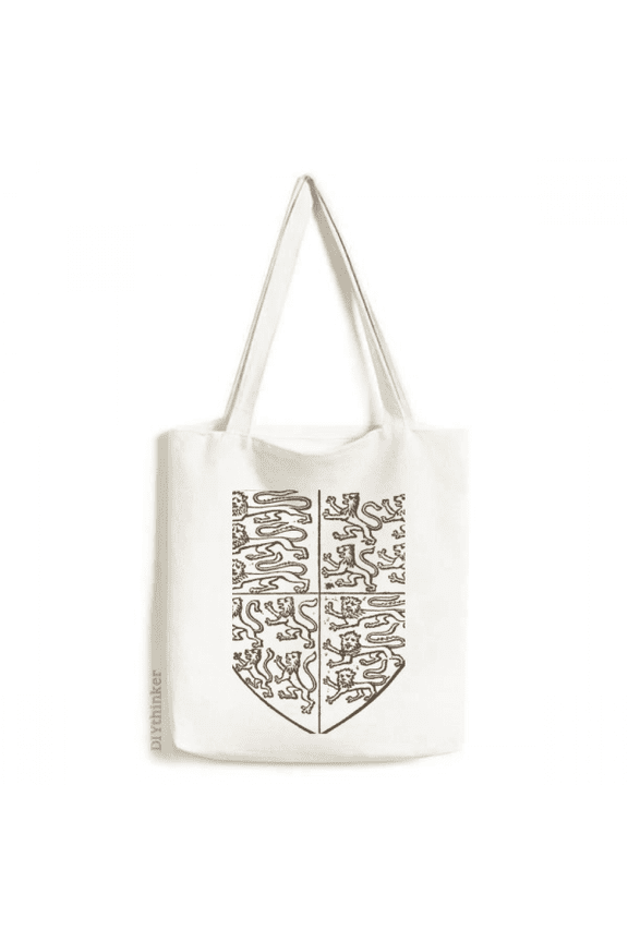 Black White Baroque Art Shield Lion Pattern Tote Canvas Bag Shopping Satchel Casual Handbag