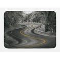 thumbnail image 1 of Black and White Bath Mat, Curvy Asphalt Road with Yellow Line in Middle Nature Forest Trees, Non-Slip Plush Mat Bathroom Kitchen Laundry Room Decor, 29.5 X 17.5 Inches, Black Grey Yellow, Ambesonne, 1 of 2