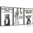 thumbnail image 1 of Black White Bathroom Animal Wall Art Funny otter giraffe Highland Painting Picture Wall Decor Vintage Bathroom Animal Poster Print Artwork for Toilet Restroom Washroom Home Decoration, 1 of 6