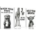thumbnail image 1 of Black White Bathroom Animal Wall Art Funny otter giraffe Highland Painting Picture Wall Decor Vintage Bathroom Animal Poster Print Artwork for Toilet Restroom Washroom Home Decoration, 1 of 6