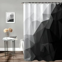 Black and White Bathroom Shower Curtain Abstract Stereoscopic Geometric Pattern Shower Curtain with Hooks Polyester Waterproof Fabric Modern Minimalist Art Shower Curtain Decor, 72x72 Inch
