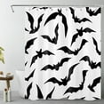 thumbnail image 1 of Black and White Bats Shower Curtain Halloween Themed Bathroom Decor Spooky Bathtub Bathroom Curtains Happy Halloween Shower Curtains Waterproof Fabric Bath Curtain with 10 Hooks,60x72 Inches, 1 of 5