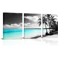 thumbnail image 1 of Black and White Beach Canvas Wall Art Tropical Palm Tree Painting Hawaii Artwork for Bedroom Bathroom Wall Decoration Framed Ready to Hang Size 12"x16"x3, 1 of 6