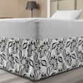 thumbnail image 1 of Black and White Bed Skirt, Monochrome Floral Composition in Hand-drawn Style with Curly Details, Elastic Bedskirt Dust Ruffle Wrap Around for Bedding Decor, 4 Sizes, Black and White, by Ambesonne, 1 of 2