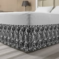 thumbnail image 1 of Black and White Bed Skirt, Vintage Victorian Lace Style Plants Leaves Ornamental Blossom Pattern, Elastic Bedskirt Dust Ruffle Wrap Around for Bedding Decor, 4 Sizes, Black White, by Ambesonne, 1 of 2