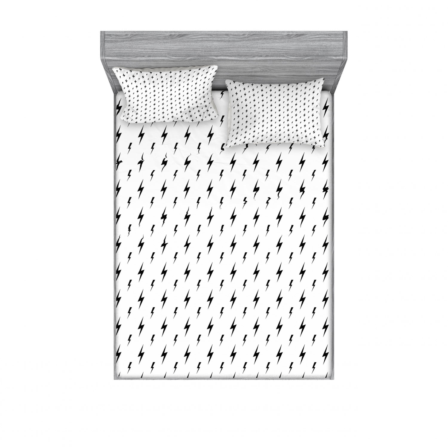 Queen White Microfiber Lightning Print Sheet Set