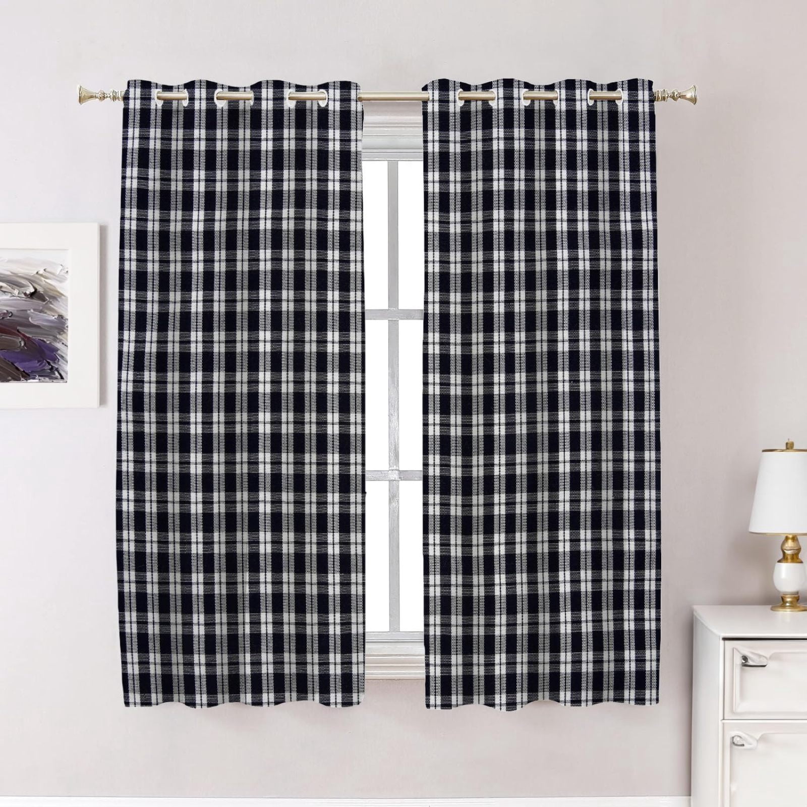 Black And White Bedroom Curtains,Classic Black And White Gingham ...