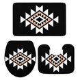 thumbnail image 1 of Black White Beige Boho Bath Mat 3 Piece Bathroom Rug Set, Western Geometric Aesthetic Non Slip Bath Rug Contour Mat and Toilet Lid Cover, Absorbent Shower Mats Soft Bath Rugs and Mats Sets, 1 of 8