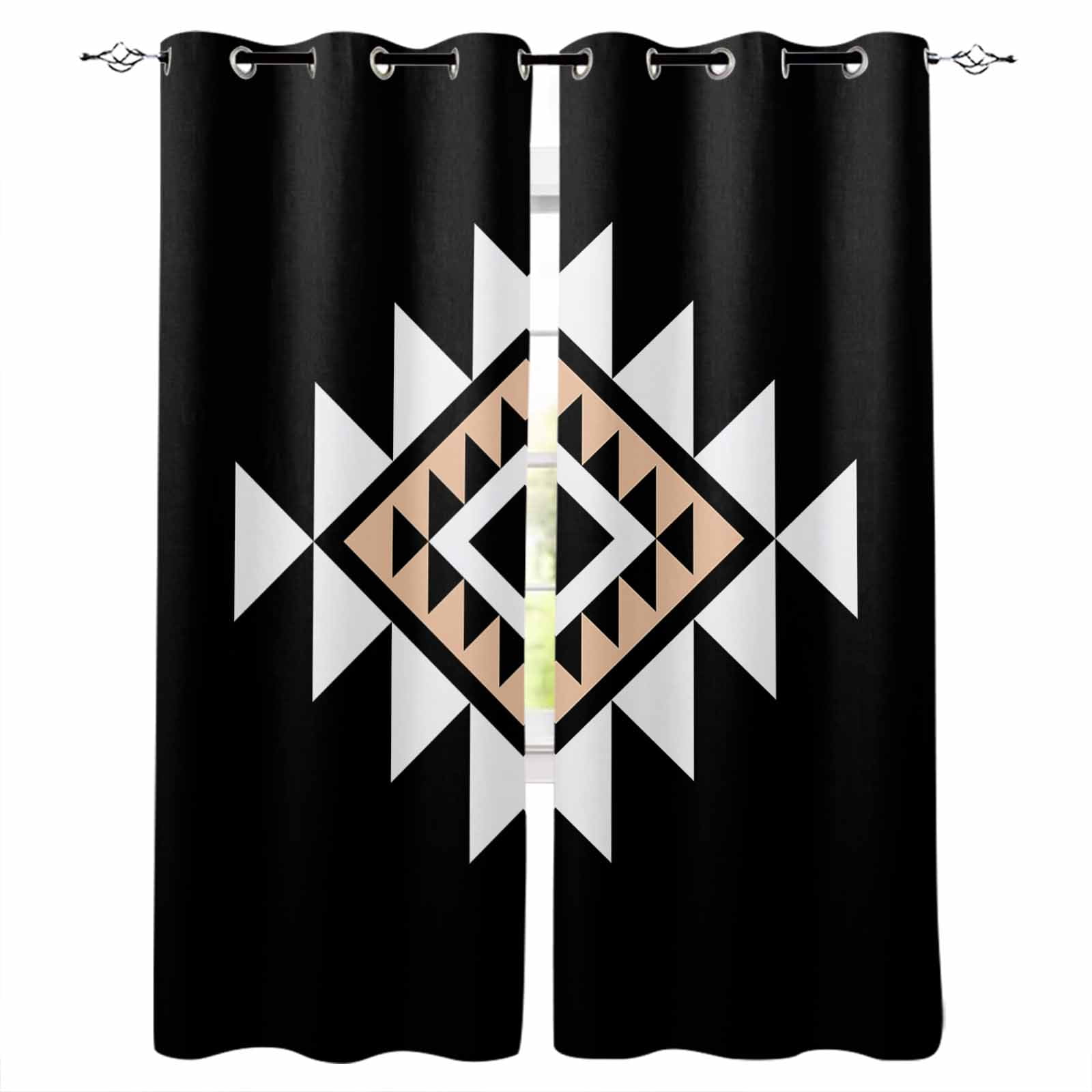 Black White Beige Boho Blackout Curtains for Bedroom Living Room ...