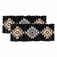 thumbnail image 1 of Black White Beige Boho Curtain Valances for Windows, Kitchen Valance Window Treatments Panel 2 Pack, Western Geometric Aesthetic Rod Pocket Short Curtains for Bathroom Bedroom 60 x 18 Inch, 1 of 8