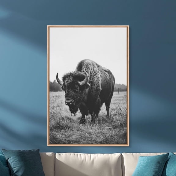Black White Bison Photography Rustic Wall Art Unframed Paper Print