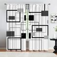 thumbnail image 1 of Black White Blurred Geometric Patio Blackout Curtains, Abstract Mid-Century Design Indoor Outdoor Privacy Curtains, Foldable Lightweight Window Treatment for Living Room Bedroom Dorm-W42xL54in, 1 of 1