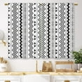 thumbnail image 1 of Black White Boho Kitchen Curtains Tribal Small Short Cafe Window Curtains Geometric Rod Pocket Nordic Modern Striped Bathroom Window Drapes Treatment Tier Curtains 2 Panels (27.5x39 Inch), 1 of 6