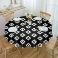 thumbnail image 1 of Black White Boho Round Tablecloth 60 Inch - Waterproof Fabric Table Cloth Protector, Southwestern Geometric Abstract Art Tablecloths Washable Table Cover for Kitchen Banquet Coffee Table, 1 of 6