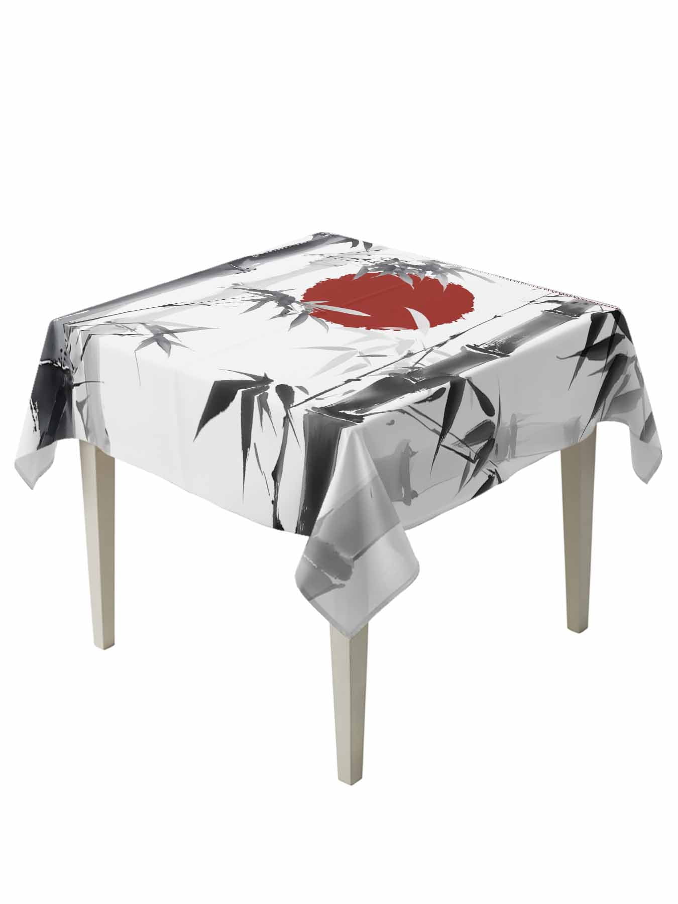 Black White Botanical Table Cloth, Waterproof Tablecloth for Square ...