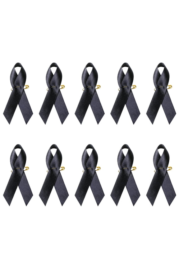 Black White Bow Brooch Pin, Memorial Service Jewelry with Secure Clasp, Elegant Accessory for Formal