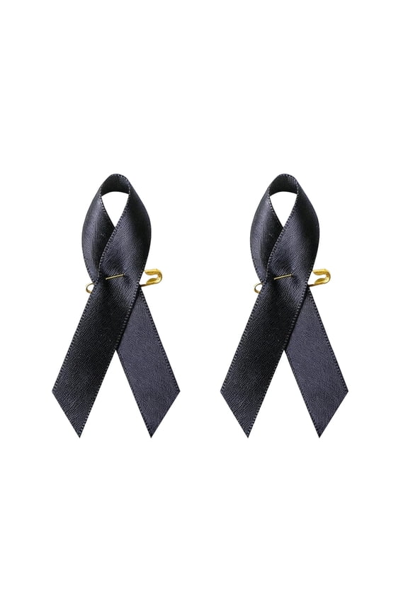 Black White Bow Brooch Pin, Memorial Service Jewelry with Secure Clasp, Elegant Accessory for Formal