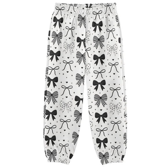 Black White Bows Stars Boys Pants Kids Casual Sweatpants Joggers Toddler Sports Pants 3-10 Years