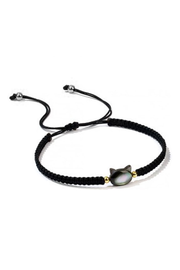 Black White Bracelet Woven Rope Wrist Chain Fashionable Bangle Animal Charm Hand Jewelry for Women