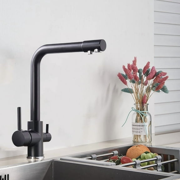 Black White Brass Luxury Pure Water Kitchen Faucet Dual Handle Hot and Cold Drinking Water 3-way Filter Kitchen Mixer Taps
