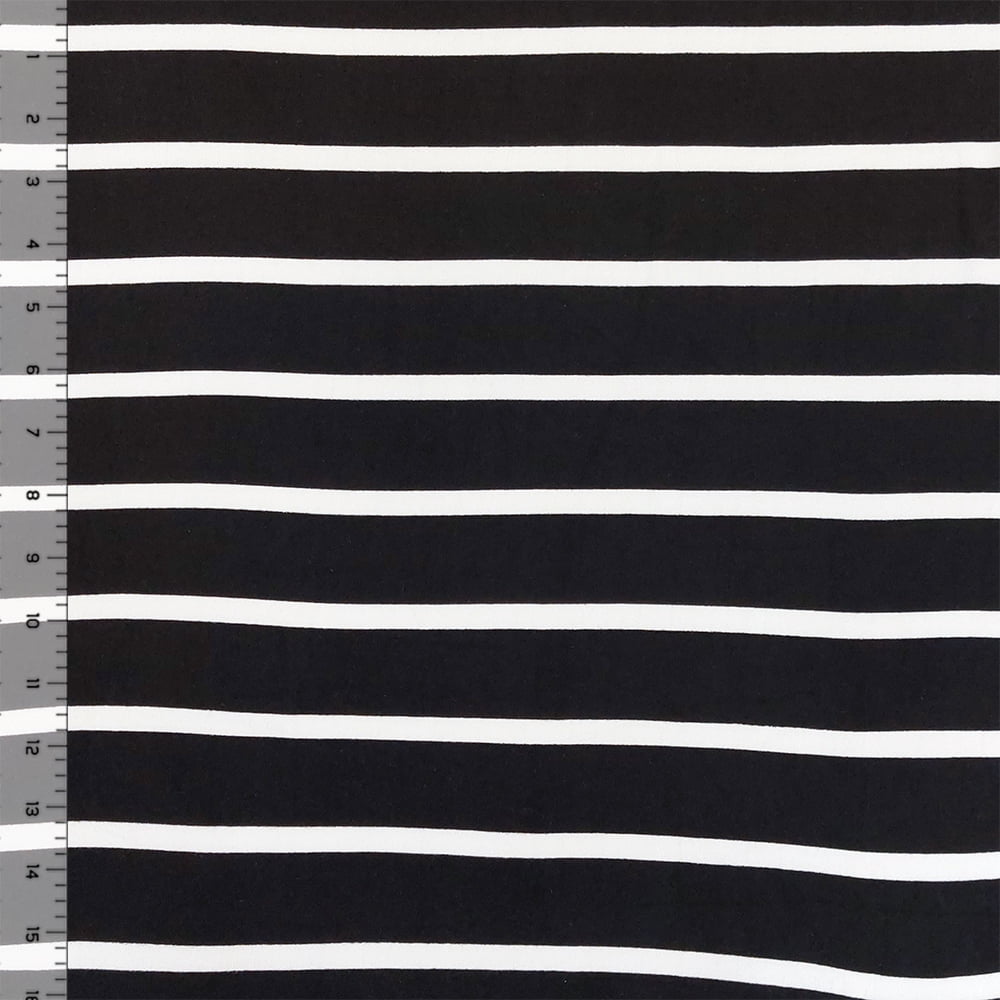 Black White Breton Stripe Cotton Jersey Spandex Blend Knit Fabric