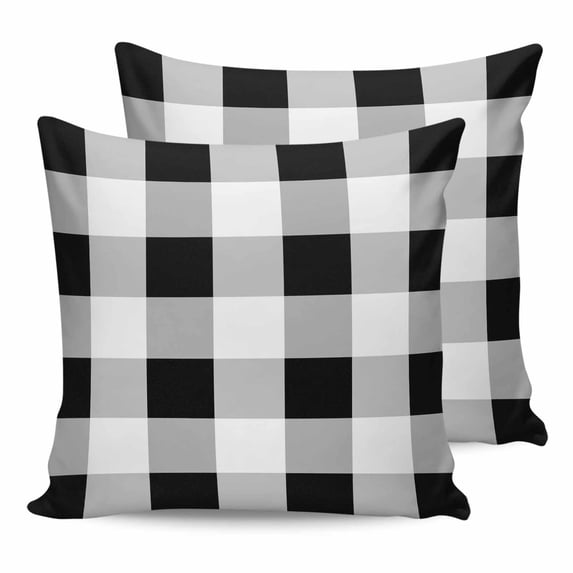 Black White Buffalo Check 26x26 Pillow Covers Set of 2, Farmhouse Plaid Modern Geometric Throw Pillow Covers Decorative Couch Cushion Case, Microfiber Square Pillowcases for Bedroom Car Living Room