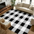 thumbnail image 1 of Black White Buffalo Check 6x9 Area Rugs, Farmhouse Plaid Modern Geometric Non-Skid Rubber Backing Large Rectangle Rugs - Living Room Bedroom Home Office, Indoor Floor Mat Carpets Washable Rug, 1 of 9