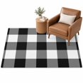 Black White Buffalo Plaid Area Rug 2.7'x5', Modern Abstract Soft Mat ...