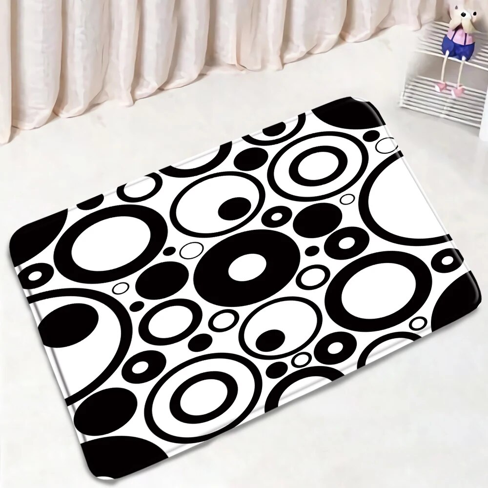 Black White Buffalo Plaid Bath Mats Sets Gray Square Creative Geometric
