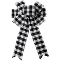 Black White Buffalo Plaid Bow Christmas Wreath Bow Holiday Christmas Bows for Christmas Tree Topper Bow Front Door Wreath Christmas Decorations