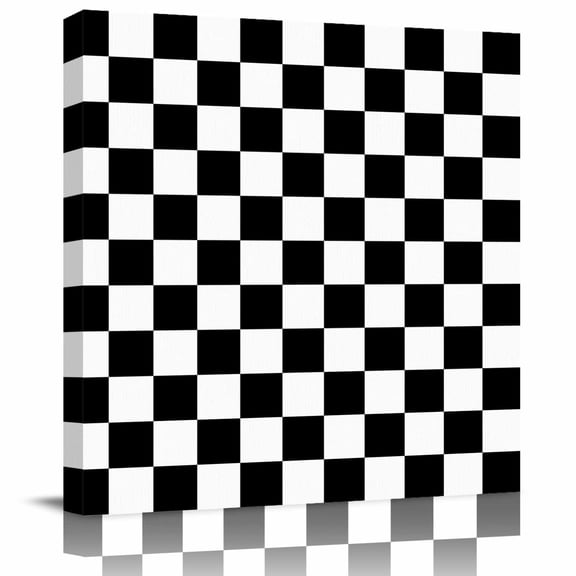 Black and White Buffalo Plaid Canvas Artwork Painting Art, Minimalist Checker Art Square Framed Wall Decorations Prints Picture for Bedroom Kitchen Living Room, 12x12 in