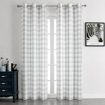 Black White Buffalo Plaid Check Curtain Panels Gingham Checkered Striped Farmhouse Rustic Grommet Window Treatment, for Bedroom & Living Room 26"W x 54"L (Pack of 2)