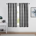 thumbnail image 1 of Black and White Buffalo Plaid Checkered Window Curtain Drape Panels , Farmhouse Rustic Rod Pocket Treatment for Bedroom & Living Room 26"W x 63"L (Pack of 2), 1 of 6