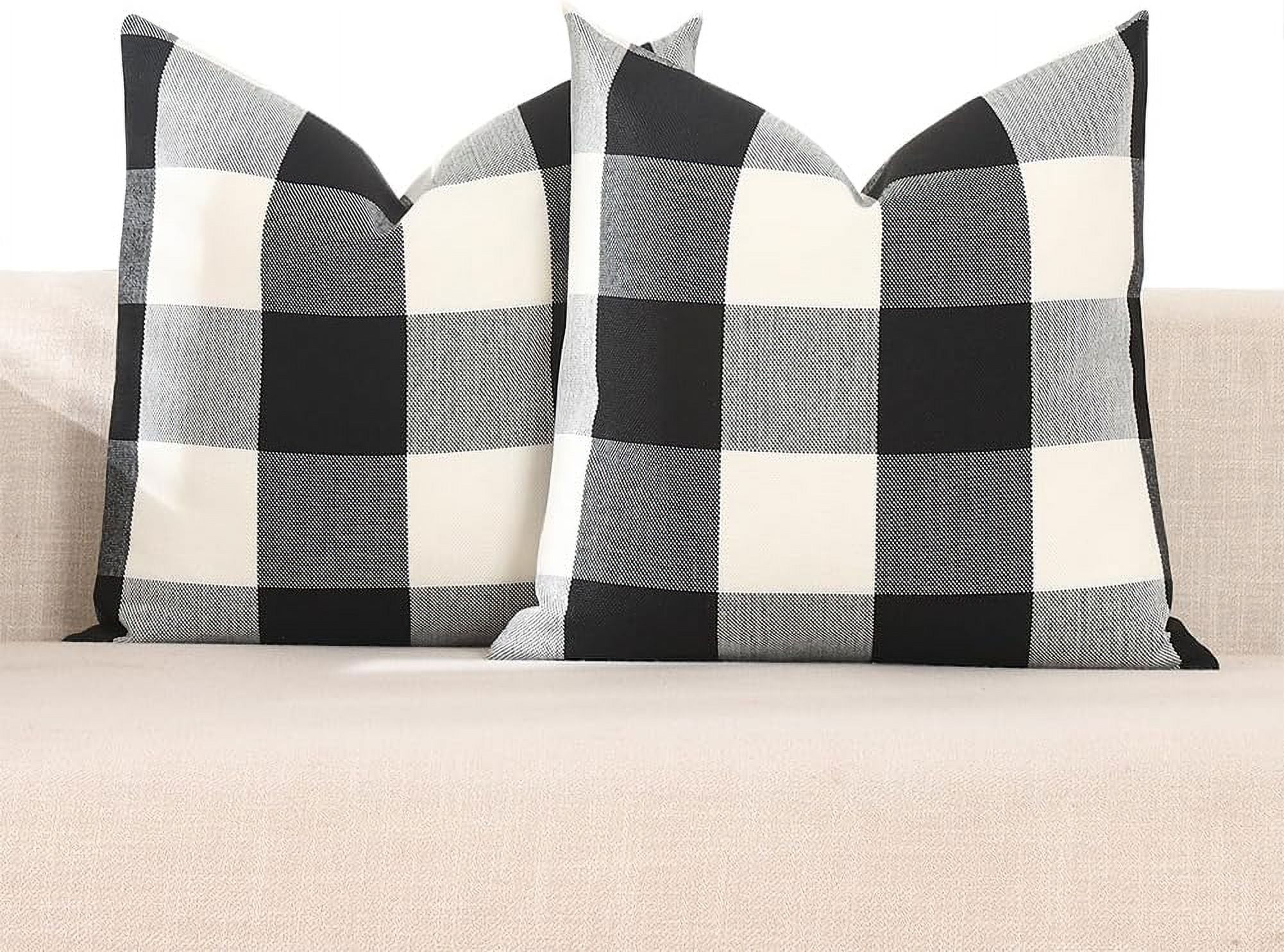 Black and White Buffalo Plaid Pillow Covers 20x20 Set of 2 Outdoor