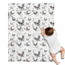 Black White Butterfly Pattern Blanket,Comfortable Soft Flannel Throw Blanket,All Season,Warm Lightweight Blankets for Sofa Bed Couch Living Room Chair,30"x40"