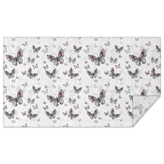 Black White Butterfly Pattern Rectangle Tablecloth 60"x102",Waterproof Polyester Rectangle Table Cloth, Wipeable Spillproof Polyester Tablecloth for Dining, Camping, Indoor and Outdoor