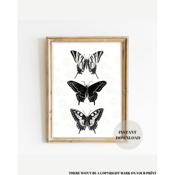 Black And White Butterfly Print, Butterflies Art, Minimal Boho Print, Bohemian Wall Decor, Room Decor Aesthetic Minimalist, Nature Wall Art, Modern Wall Decor, 8x12 UNFRAMED