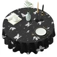 thumbnail image 1 of Black White Butterfly Star Pattern Round Tablecloth 60"x60",Wrinkle Wipeable Table Cloth for Kitchen Dining Room Picnic Patio Party, 1 of 6