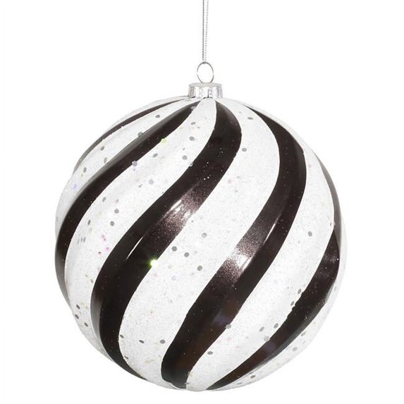 Black White Candy Glitter Swirl Drop Ornament - 25 in.