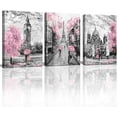 thumbnail image 1 of Black and White Canvas Wall Art for Living Room Bedroom Bathroom Girls Pink Paris Theme Room Decor Oil Painting Print London Big Ben Tower Eiffel Painting for Wall Decor Pink, 1 of 6