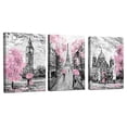 thumbnail image 1 of Black and White Canvas Wall Art for Living Room Bedroom Bathroom Girls Pink Paris Theme Room Decor Oil Painting Print London Big Ben Tower Eiffel Painting for Wall Decor Pink, 1 of 9
