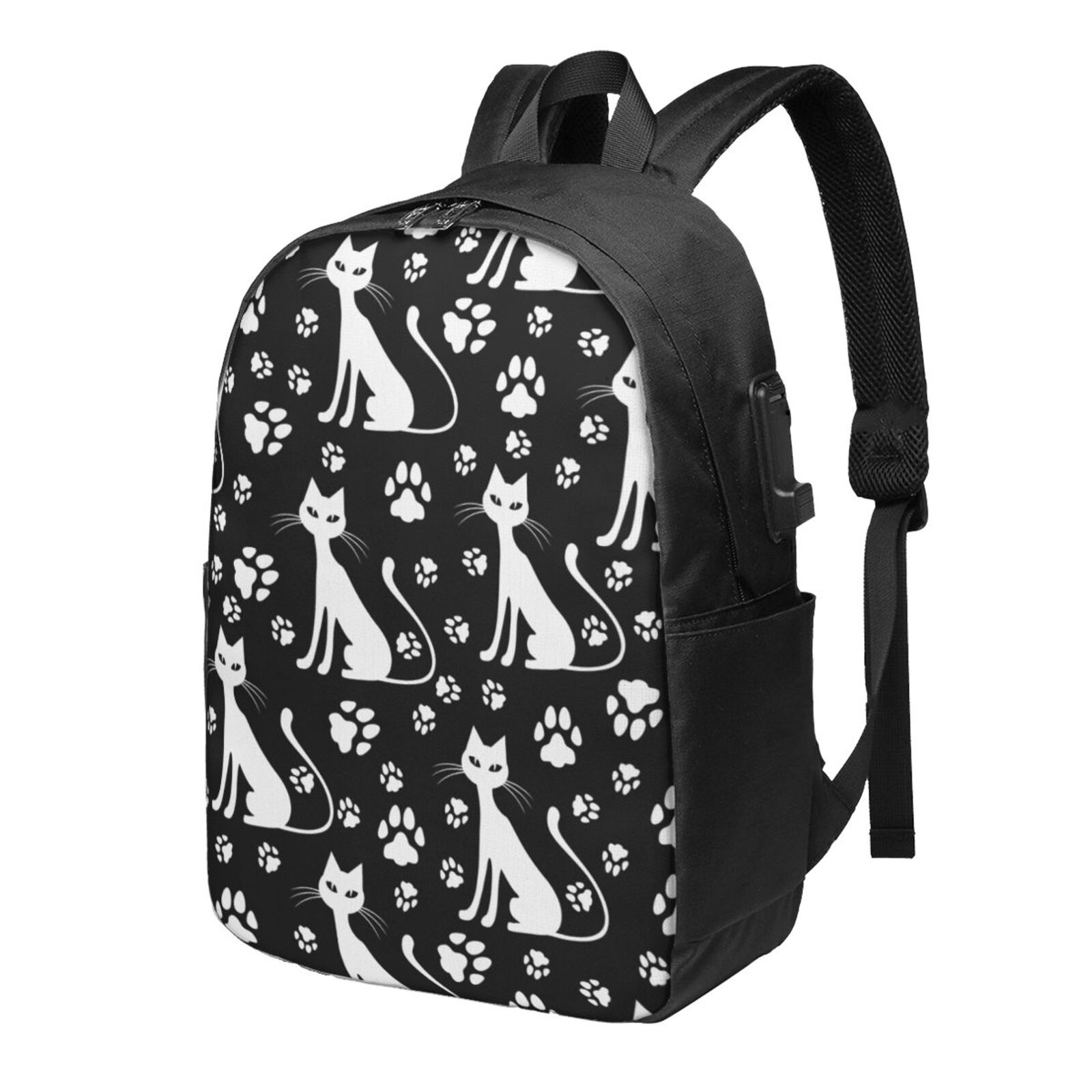 Black White Cat Backpack Lightweight Laptop Backpack Daypack for Travel