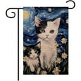thumbnail image 1 of Black White Cat Garden Flag Spring Summer Garden Flag 12 x 18 Inch Double Sided for Outside Small Welcome Cat Burlap Floral Yard Flag Garden Flower Flags Decoration, 1 of 6